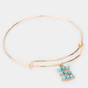 💥S- Turquoise Embellished Monogram Charm Bracelet